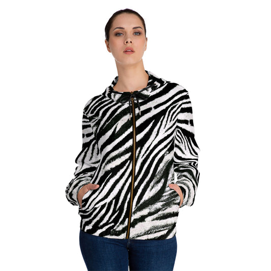 Vampire Art Grunge Zebra Women’s Full-Zip Hoodie