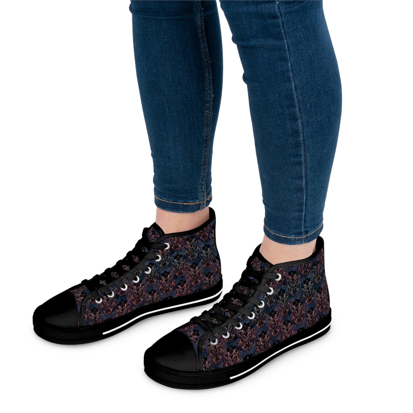 Women's Grunge High Top Sneakers - Goth Damask