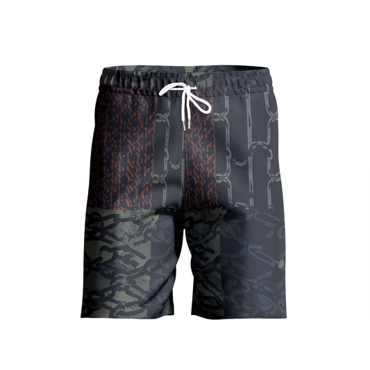 Vampire Art Grunge Patchwork Men's Beach Shorts - Rusty Chains