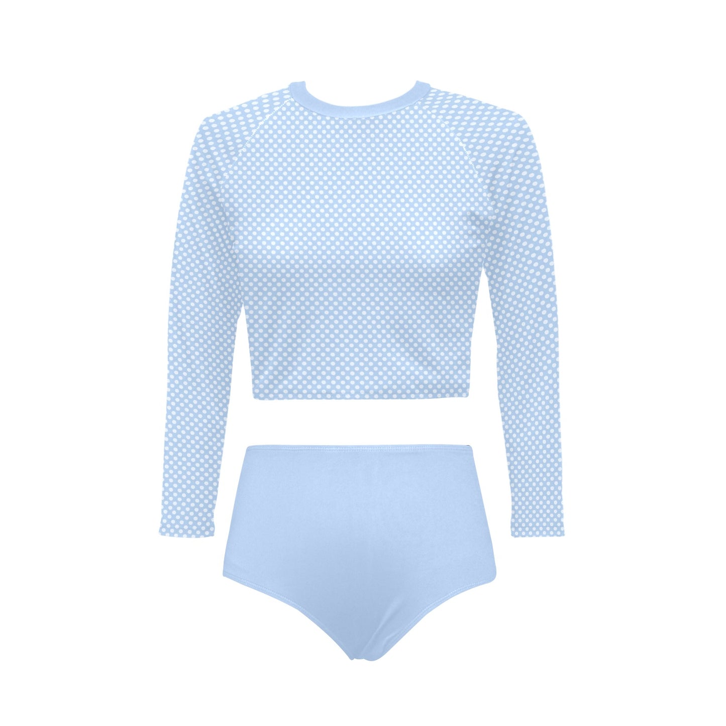 Vampire Art Women's Long Sleeve Bikini Set - Pale Blue Polka Dot