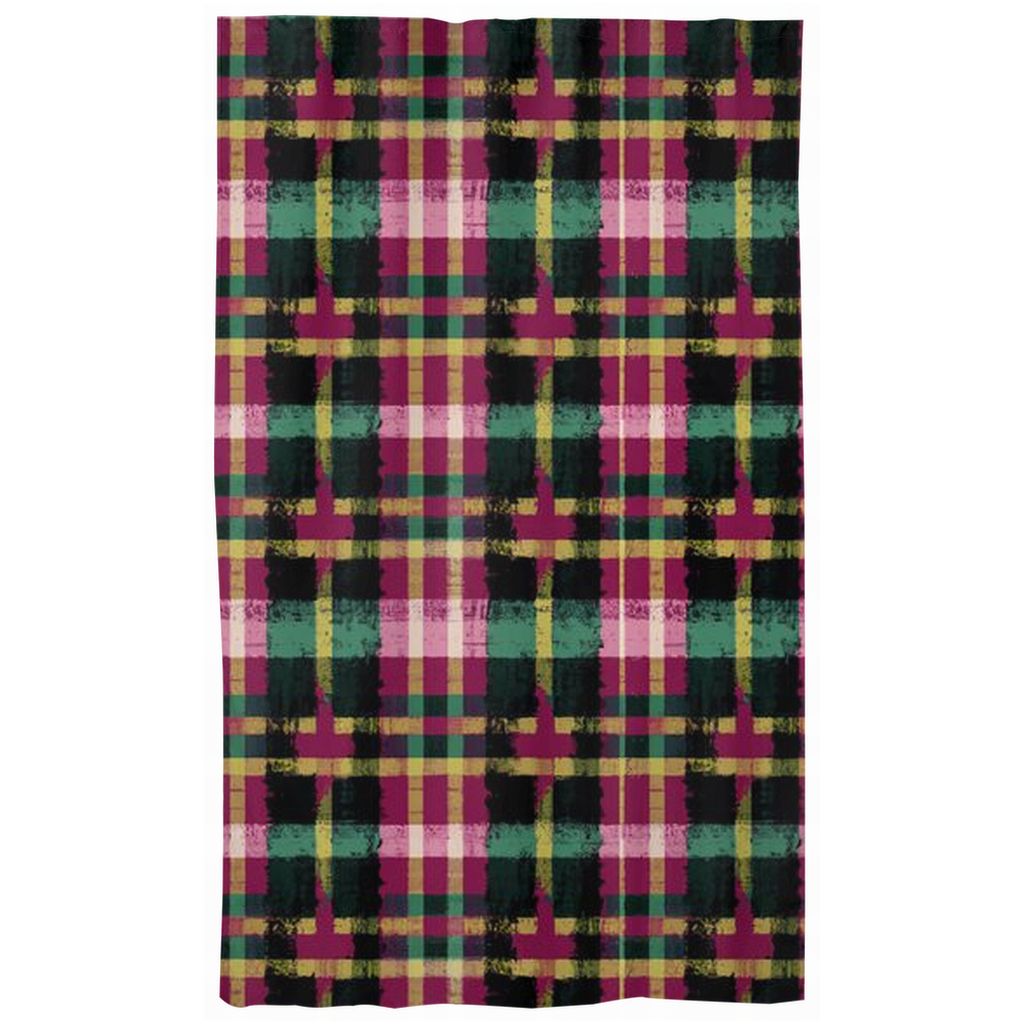 Vampire Art Grunge Window Curtain - Scottish Tartan - Sheer or Blackout - Single or Double Panel