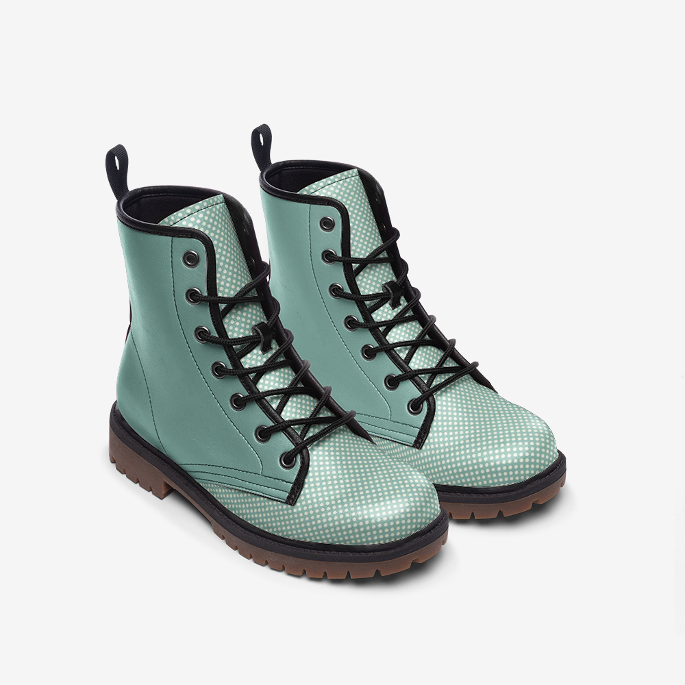 Vampire Art Cottagecore Mint Green Polka Dot Casual Faux Leather Lightweight boots - US sizes