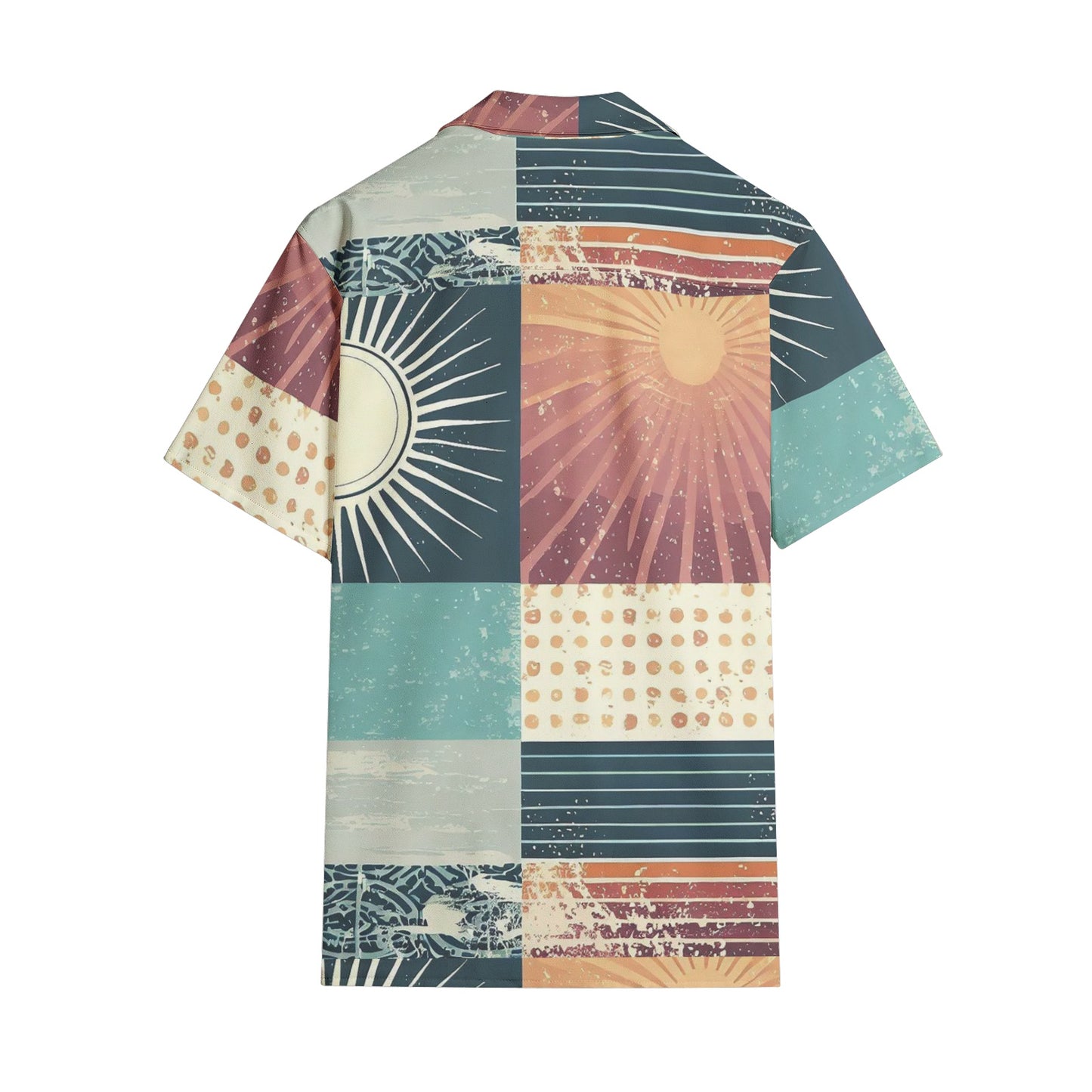 Vampire Art Retro Surf Patchwork Men's Short Sleeve 100% Premium Cotton Shirt - Sunny