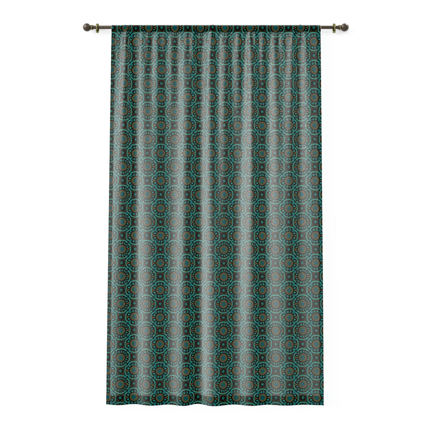 Vampire Art Grunge Window Curtain - Sixties Teal Wheel