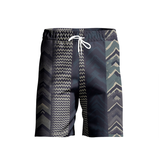 Vampire Art Grunge Patchwork Men's Beach Shorts - Stripes