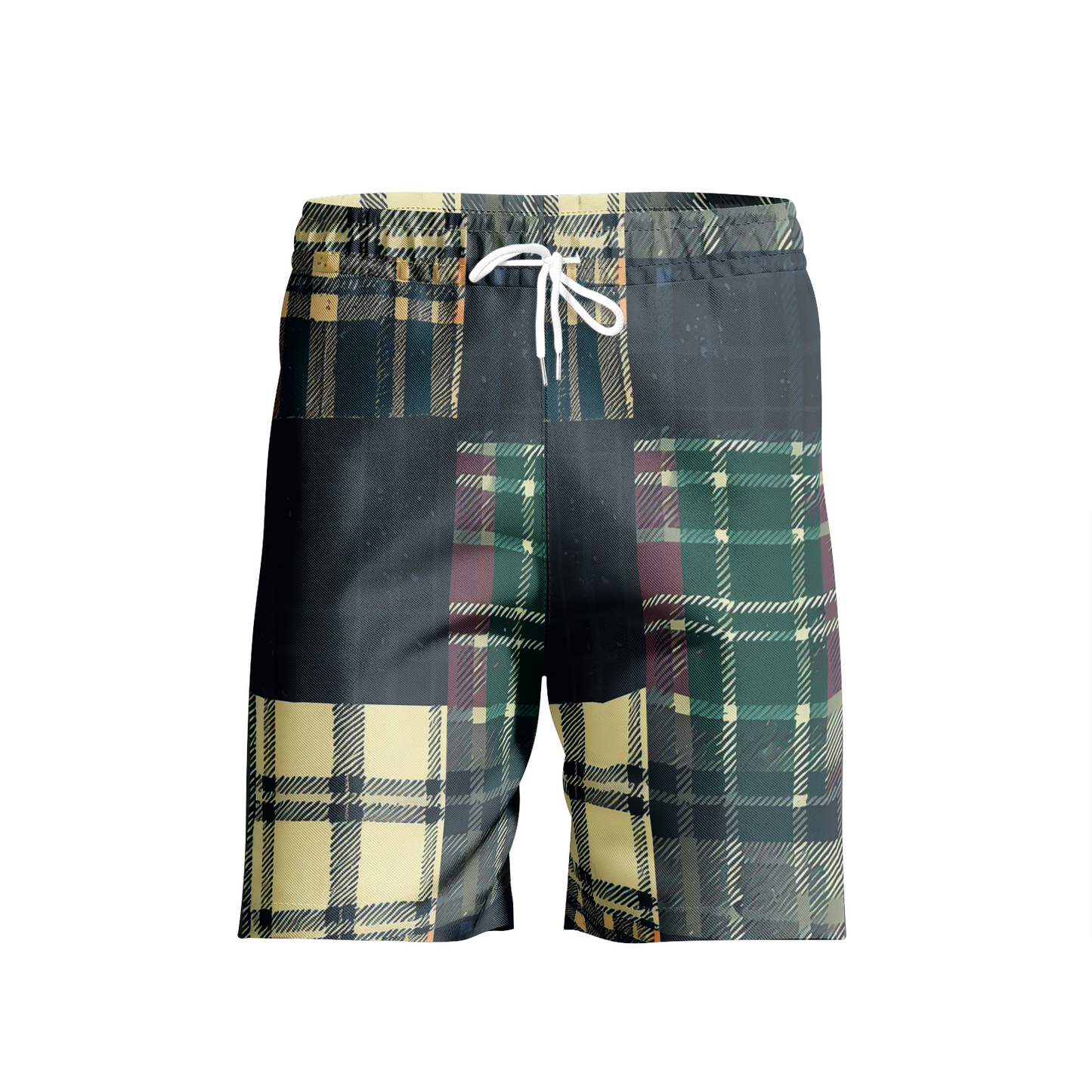 Vampire Art Grunge Patchwork Men's Beach Shorts - Tartan