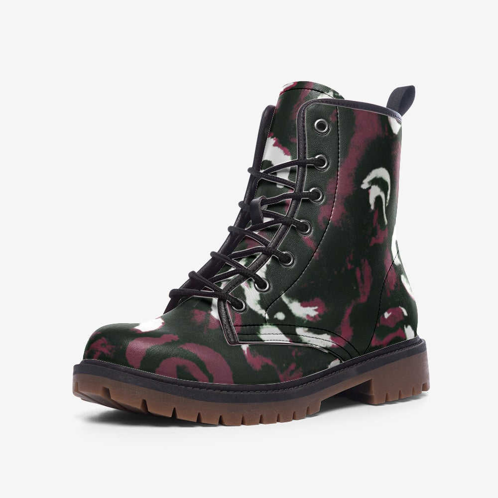 Vampire Art Grunge Burgundy Roses Casual Leather Lightweight Boots - US sizes