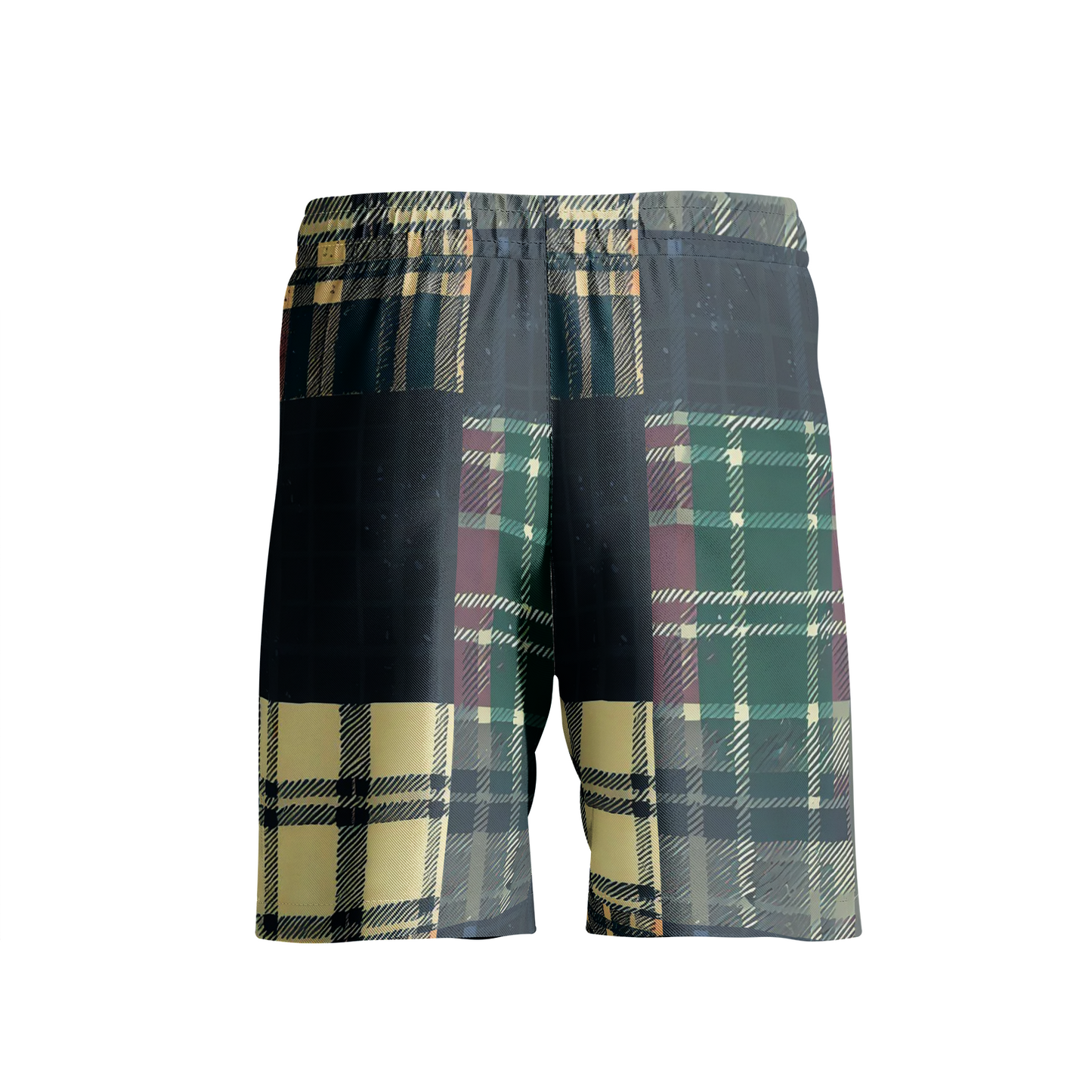 Vampire Art Grunge Patchwork Men's Beach Shorts - Tartan