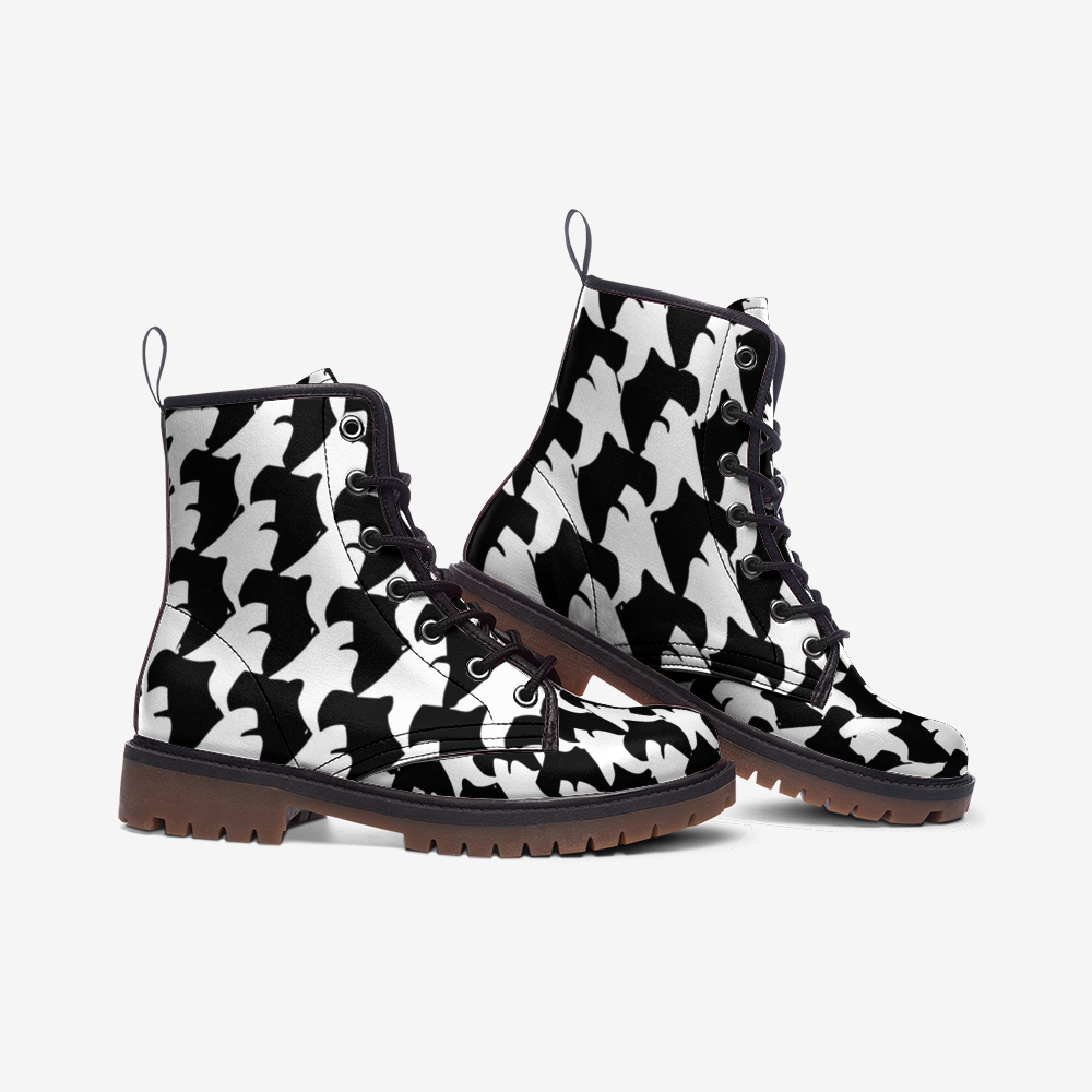 Vampire Art Giant Black and White Houndstooth Casual Leather Lightweight Boots - US sizes