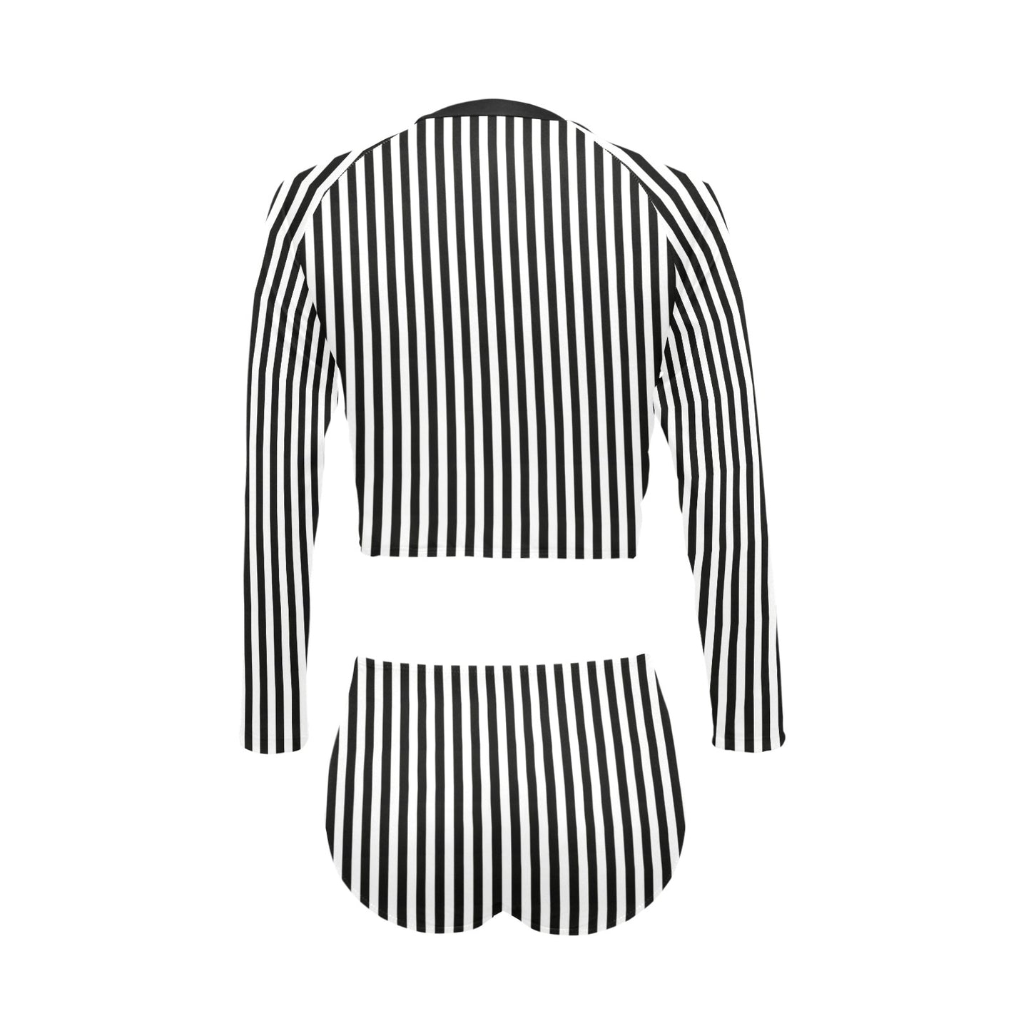 Vampire Art Women's Long Sleeve Bikini Set - Black and White Stripes