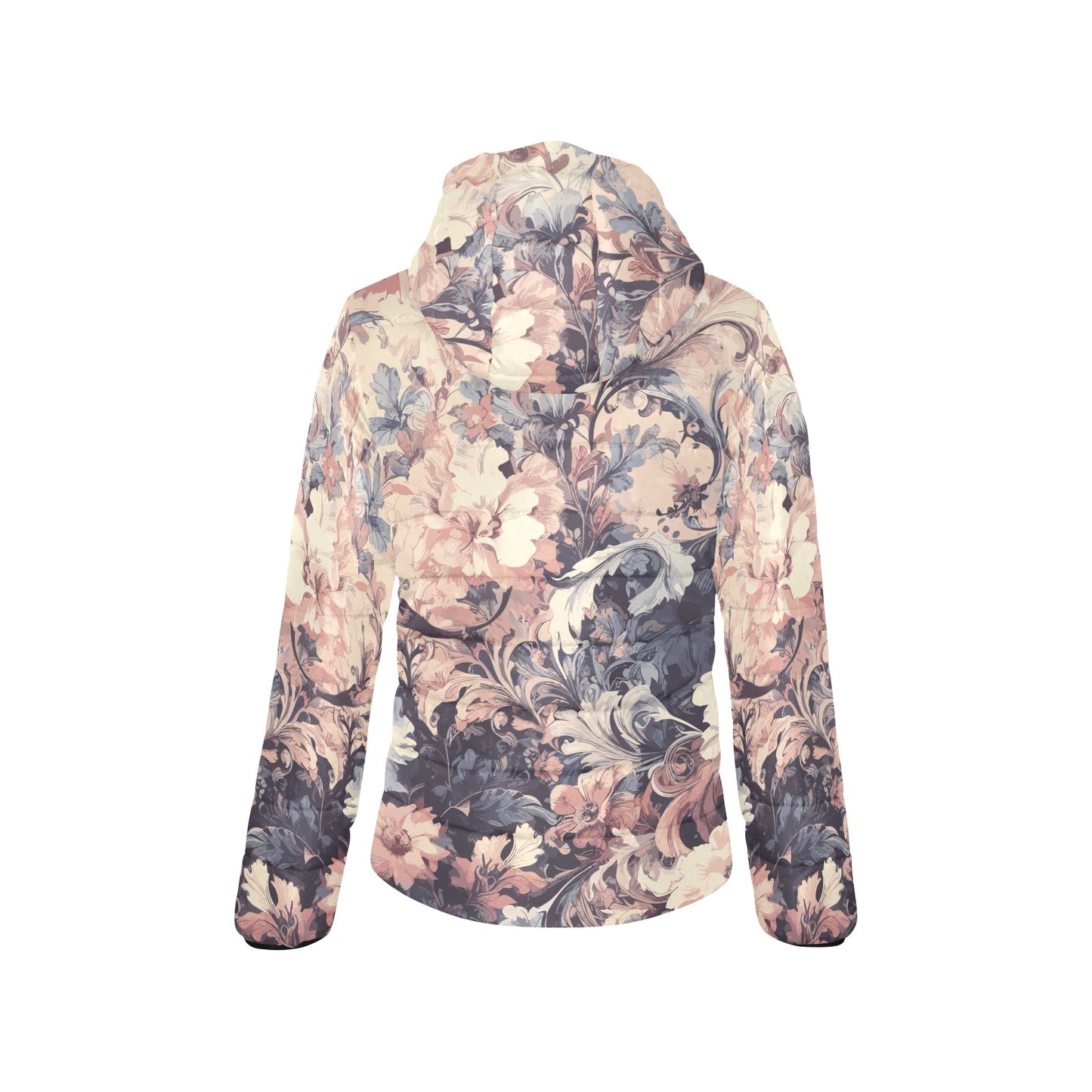 Vampire Art Grunge Victorian Flowers in Delicate Colours Women's Padded Hooded Jacket