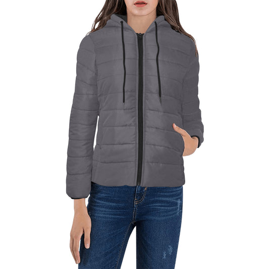 Vampire Art Grunge Essentials Women's Padded Hooded Jacket - Charcoal Grey