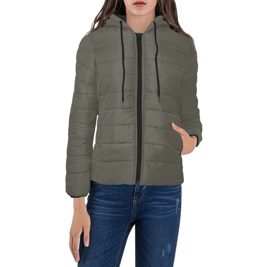 Vampire Art Grunge Essentials Women's Padded Hooded Jacket - Olive