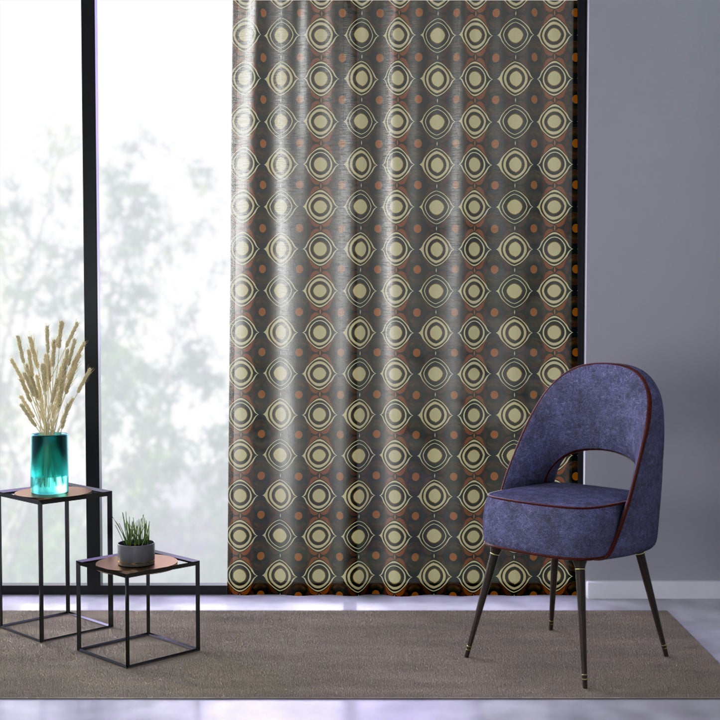 Vampire Art Grunge Window Curtain - Sixties Brown