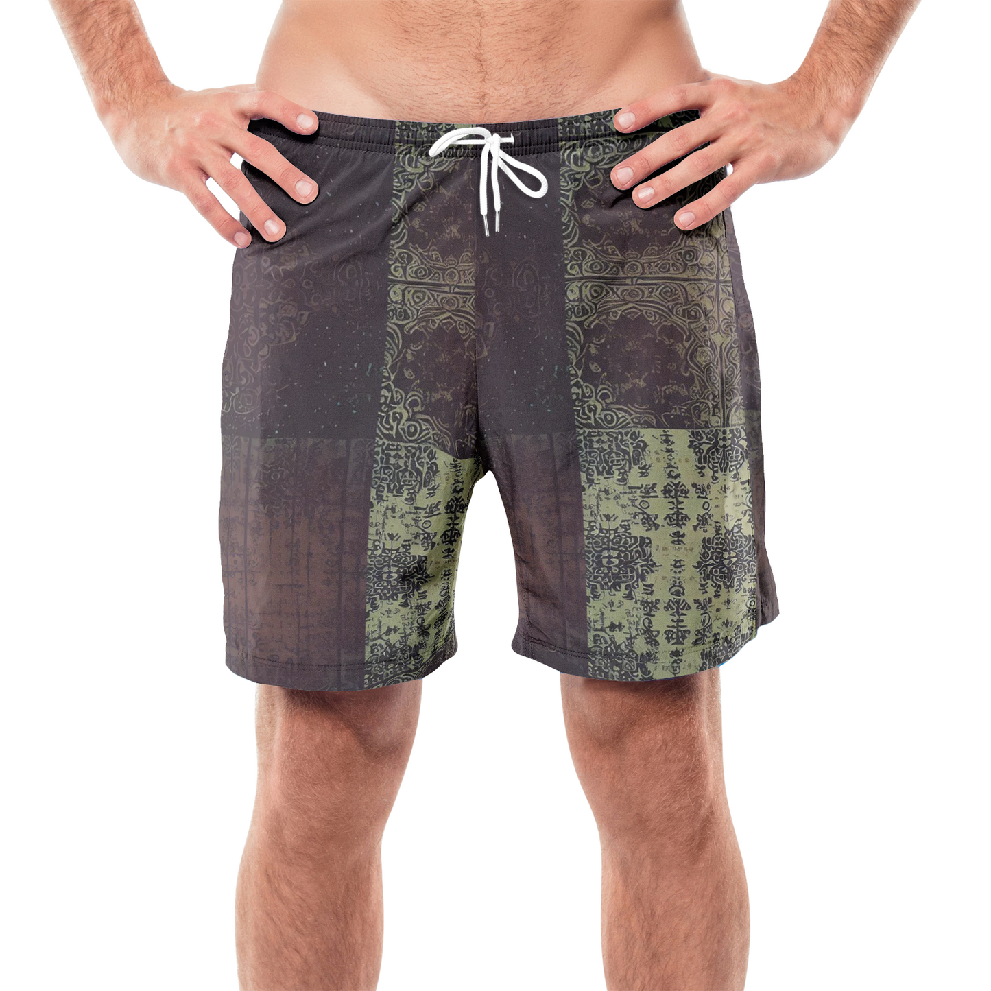 Vampire Art Grunge Patchwork Men's Beach Shorts - Dark Seattle