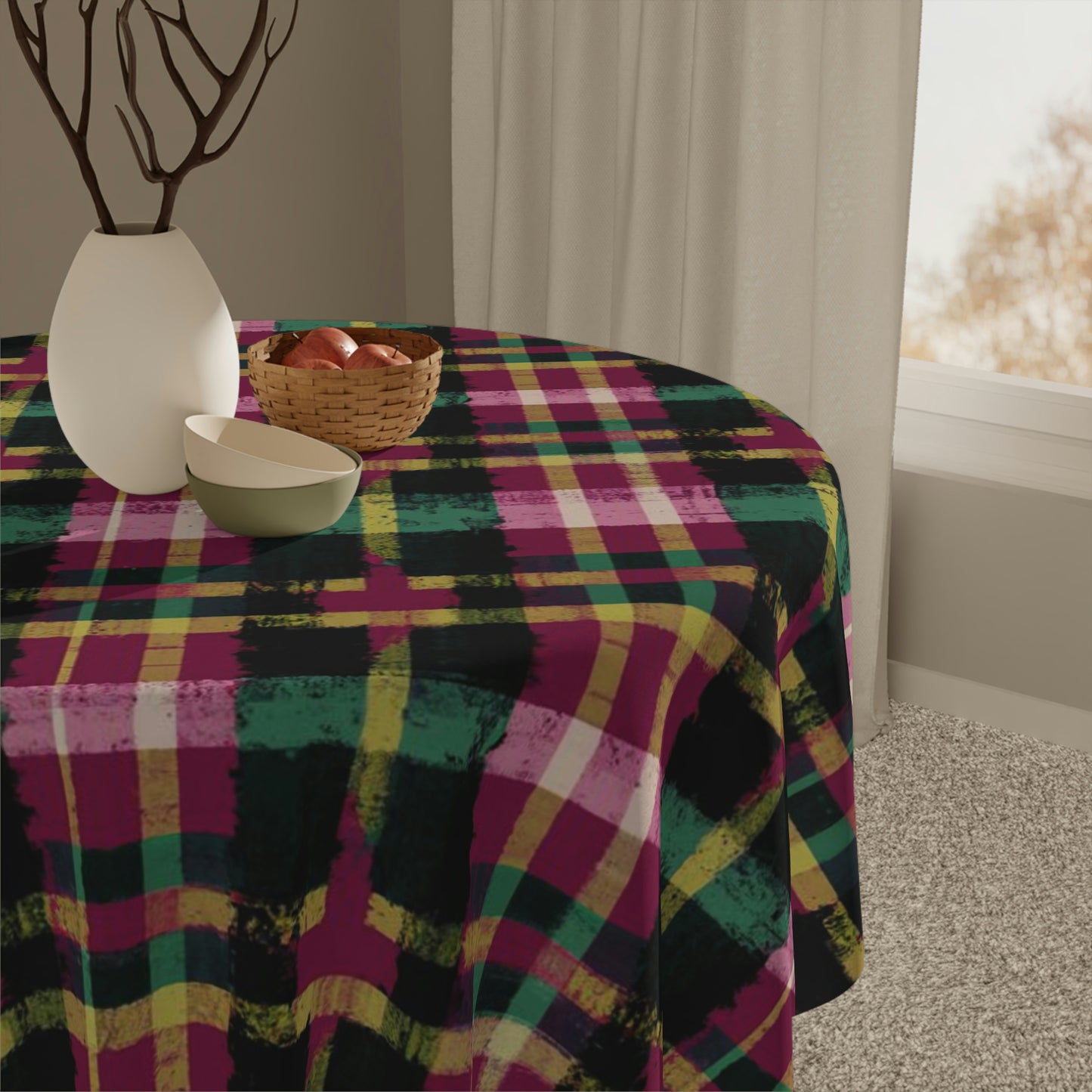 Vampire Art Grunge Scottish Tartan 100% Cotton Tablecloths - Square or Rectangular Up to 259cm/102inch length