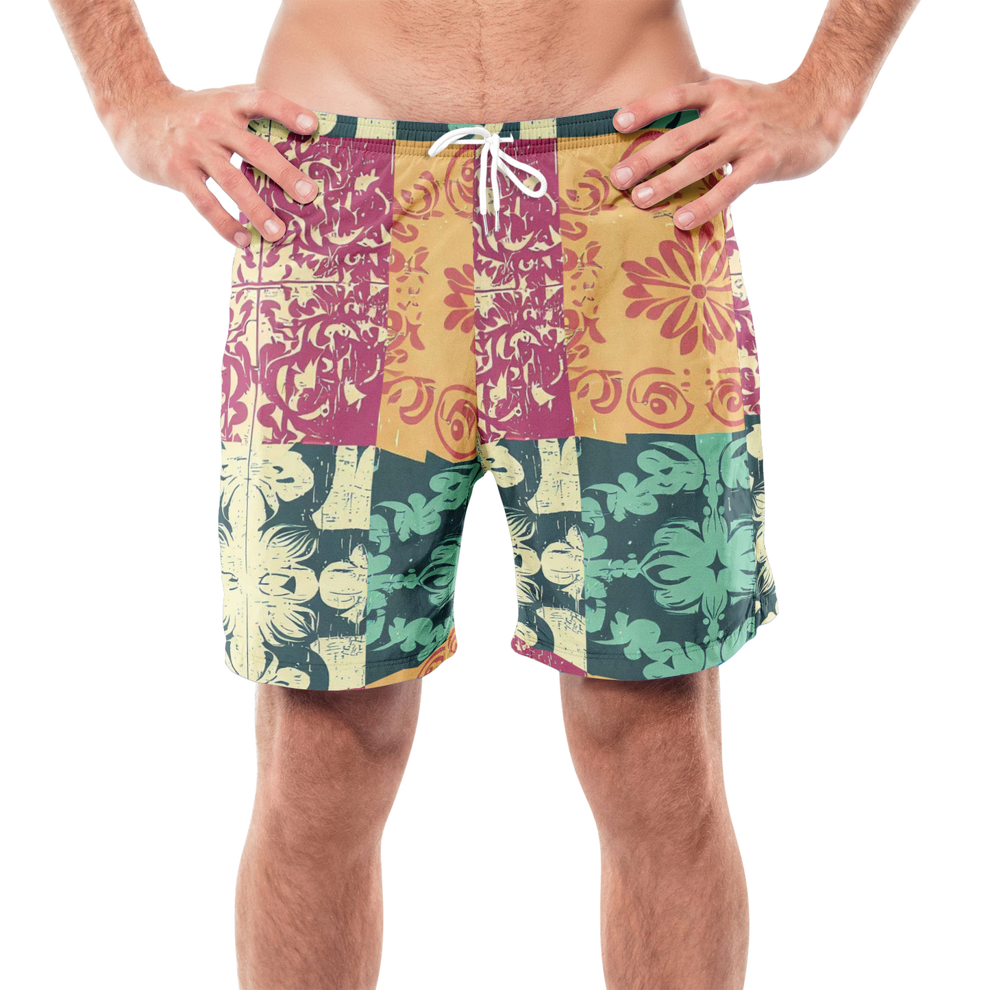 Vampire Art Grunge Patchwork Men's Beach Shorts - Colourful Seattle