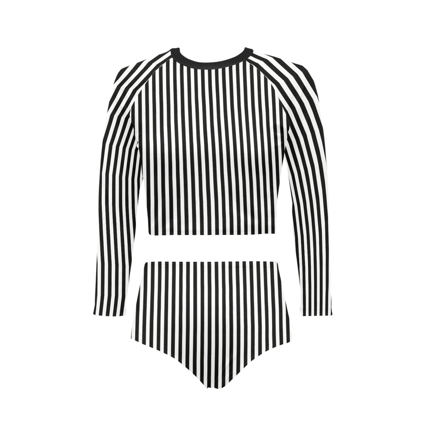 Vampire Art Women's Long Sleeve Bikini Set - Black and White Stripes