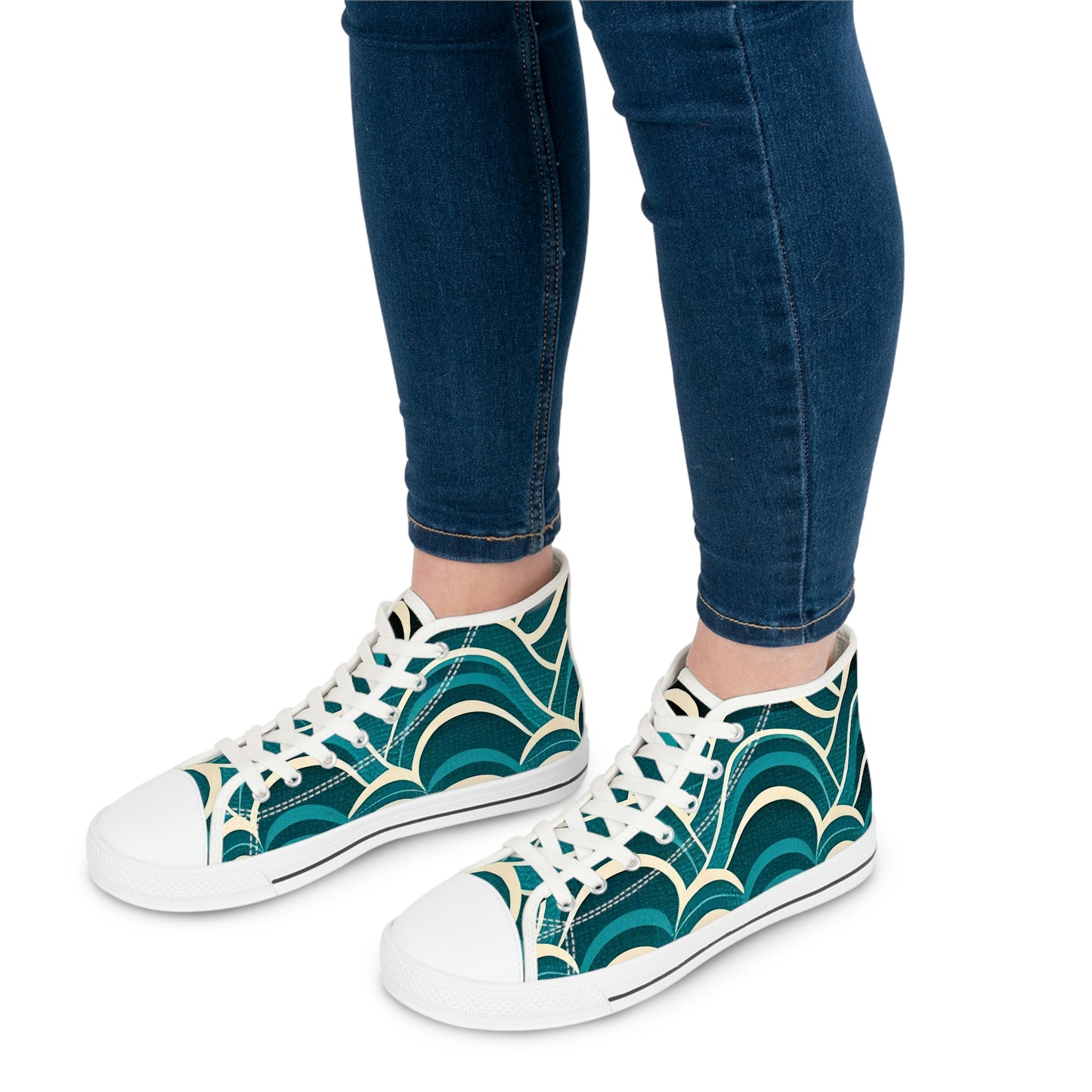 Women's Grunge High Top Sneakers - Waves