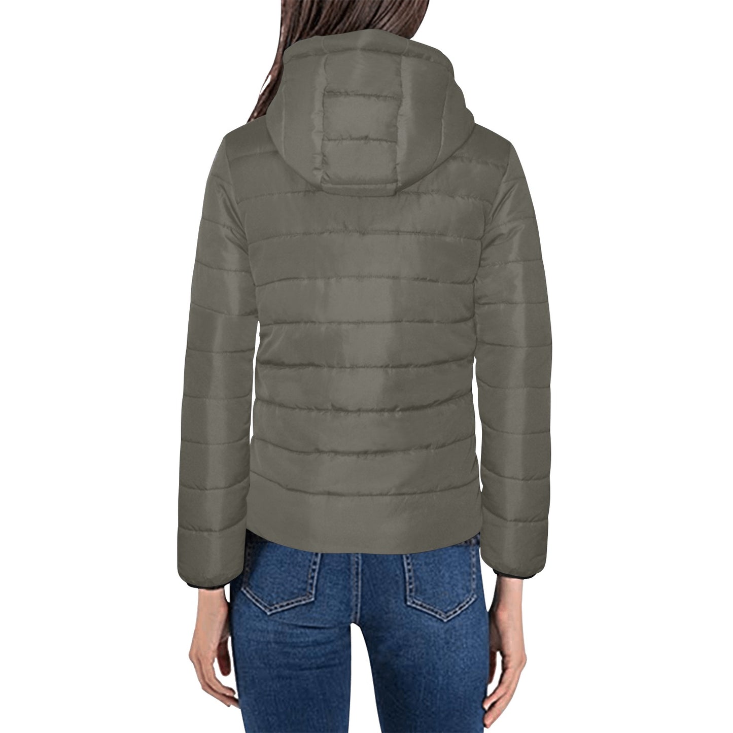 Vampire Art Grunge Essentials Women's Padded Hooded Jacket - Olive