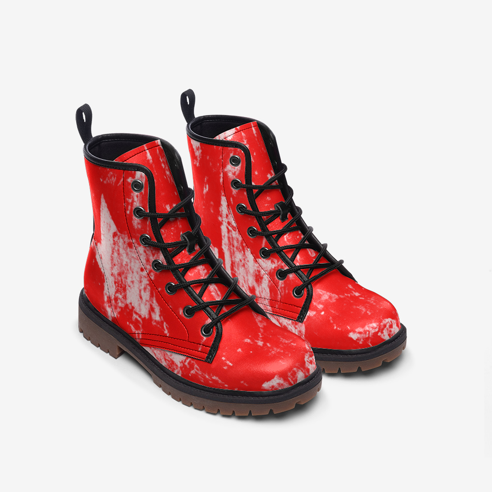 Vampire Art Grunge Stars Casual Leather Lightweight Boots - Red - US sizes