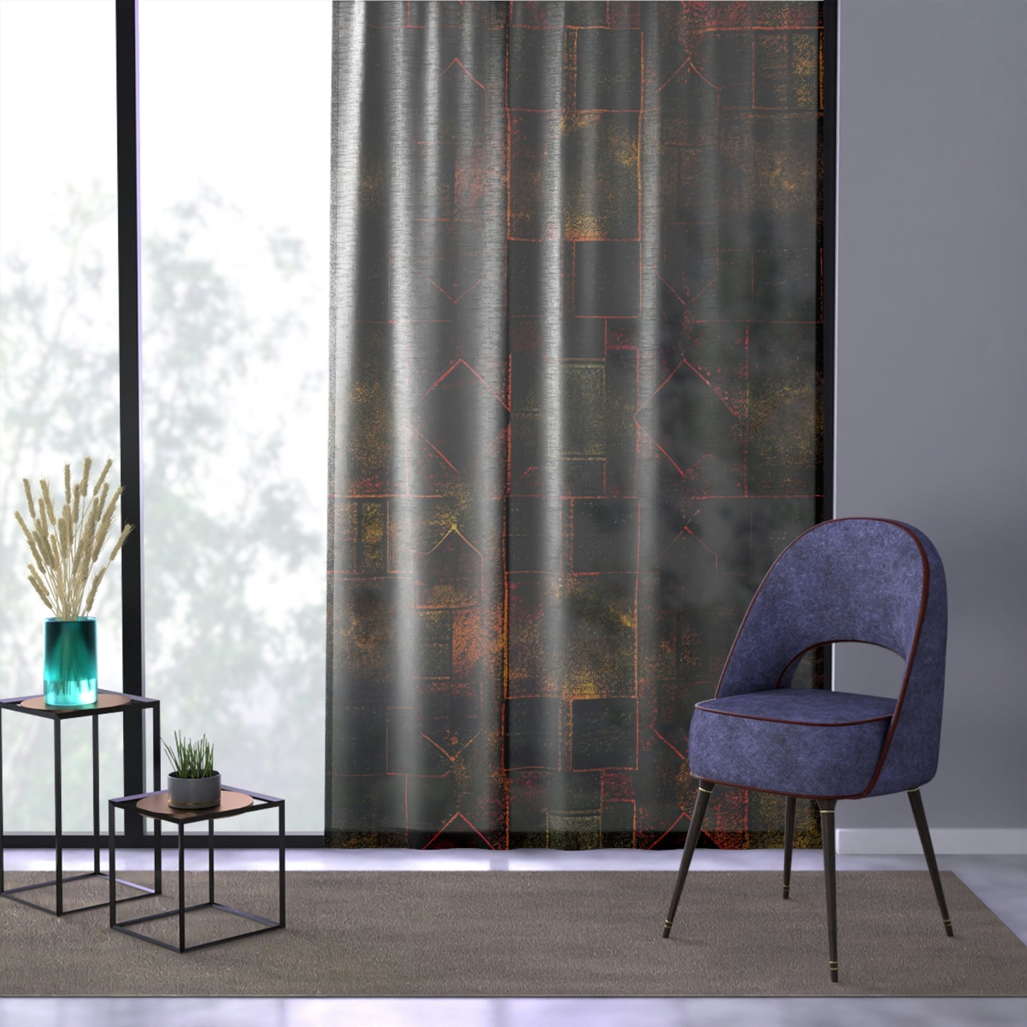 Vampire Art Grunge Window Curtain - Geometric