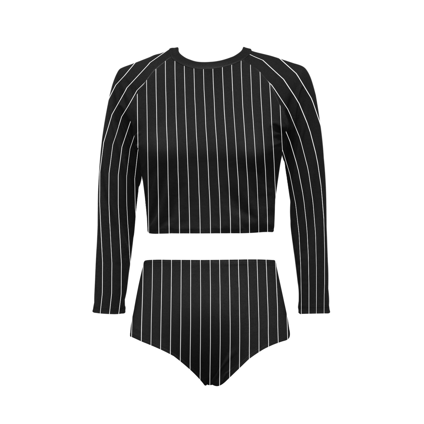 Vampire Art Women's Long Sleeve Bikini Set - Black Pinstripe