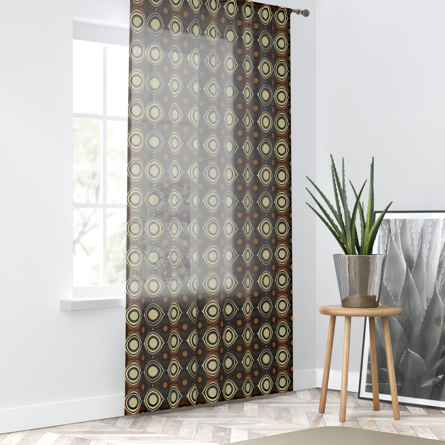 Vampire Art Grunge Window Curtain - Sixties Brown