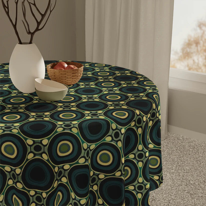 Vampire Art Grunge Sixties Green 100% Cotton Tablecloths - square or rectangular up to 259cm/102inch length