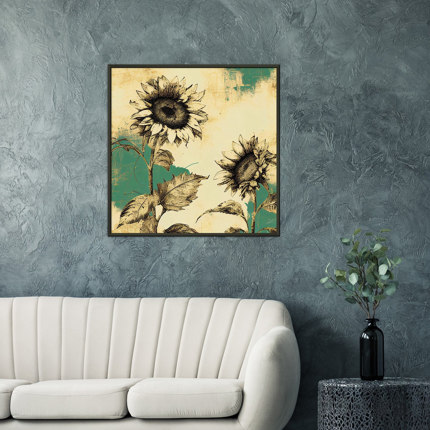 Vampire Art Grunge Sunflowers - Premium Matte Paper Metal Framed Poster - 70x70cm (28x28inch)