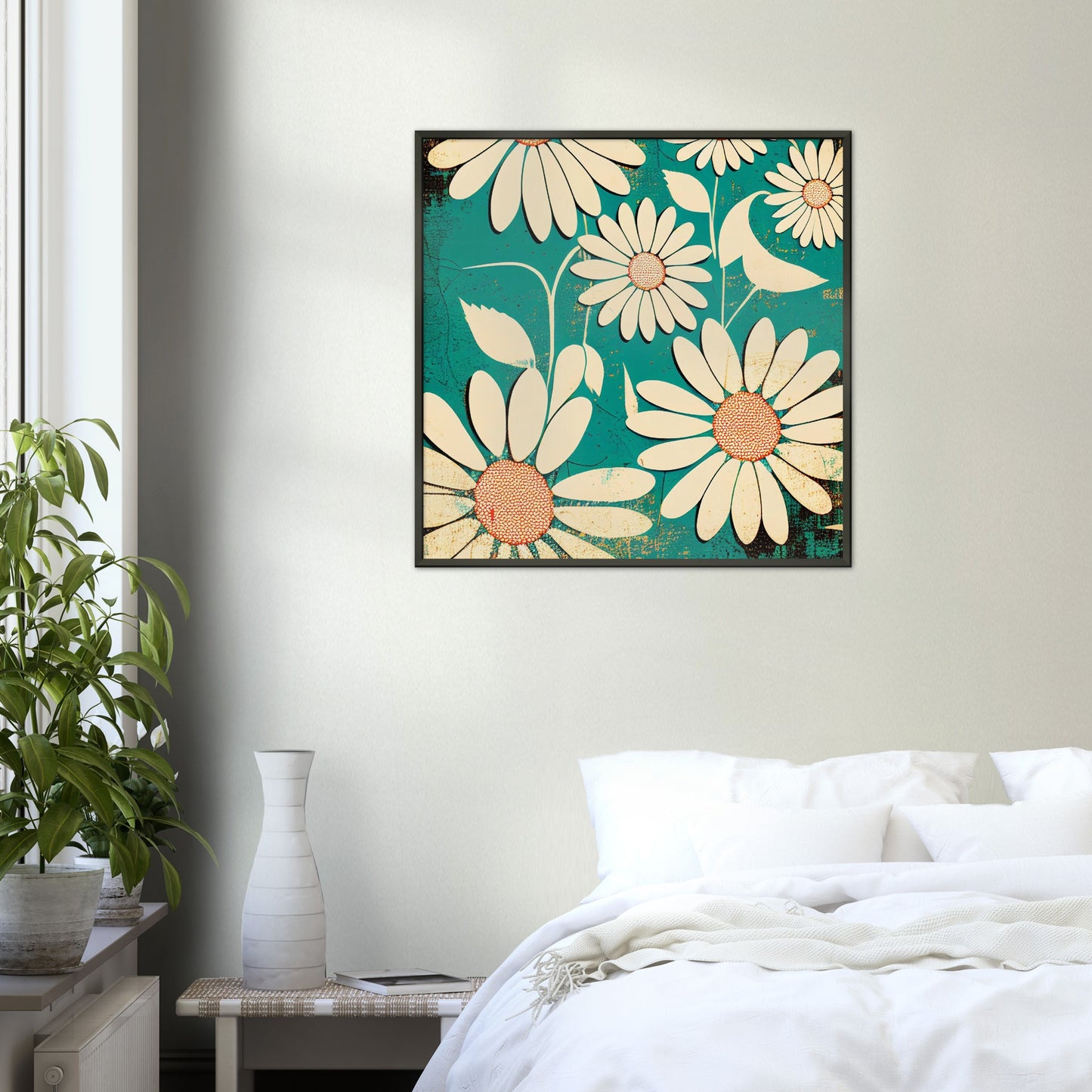 Vampire Art Grunge Sixties Daisies - Premium Matte Paper Metal Framed Poster - 70x70cm (28x28inch)