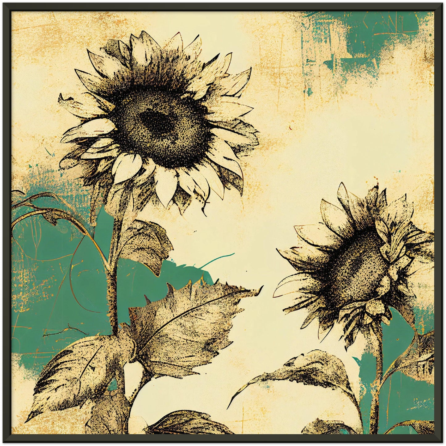 Vampire Art Grunge Sunflowers - Premium Matte Paper Metal Framed Poster - 70x70cm (28x28inch)