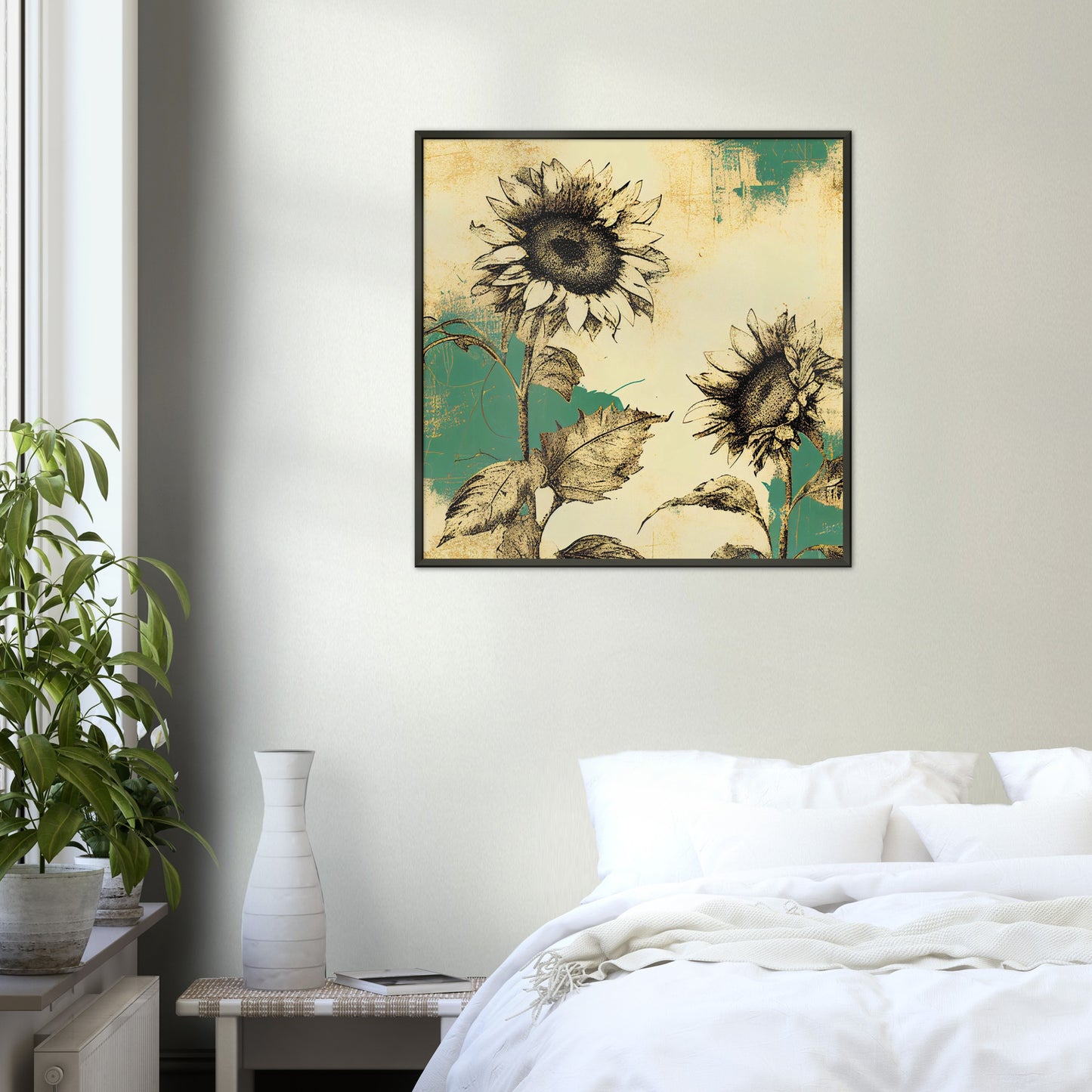 Vampire Art Grunge Sunflowers - Premium Matte Paper Metal Framed Poster - 70x70cm (28x28inch)