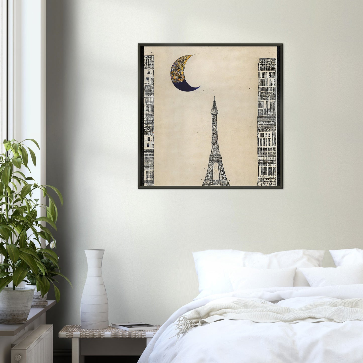 Vampire Art Moon Over Paris Premium Matte Paper Metal Framed Poster - 70 x 70cm (28 x 28inch)