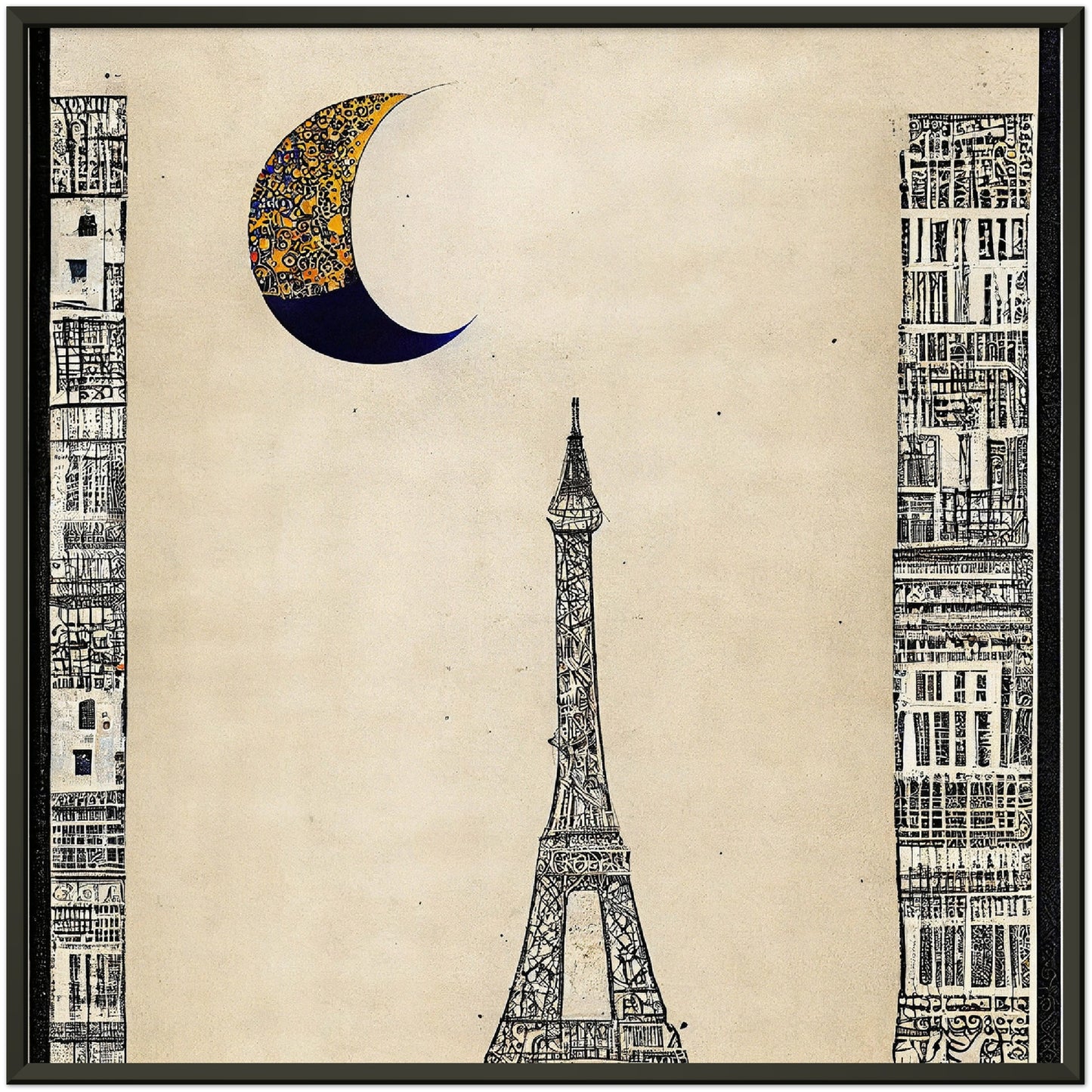 Vampire Art Moon Over Paris Premium Matte Paper Metal Framed Poster - 70 x 70cm (28 x 28inch)