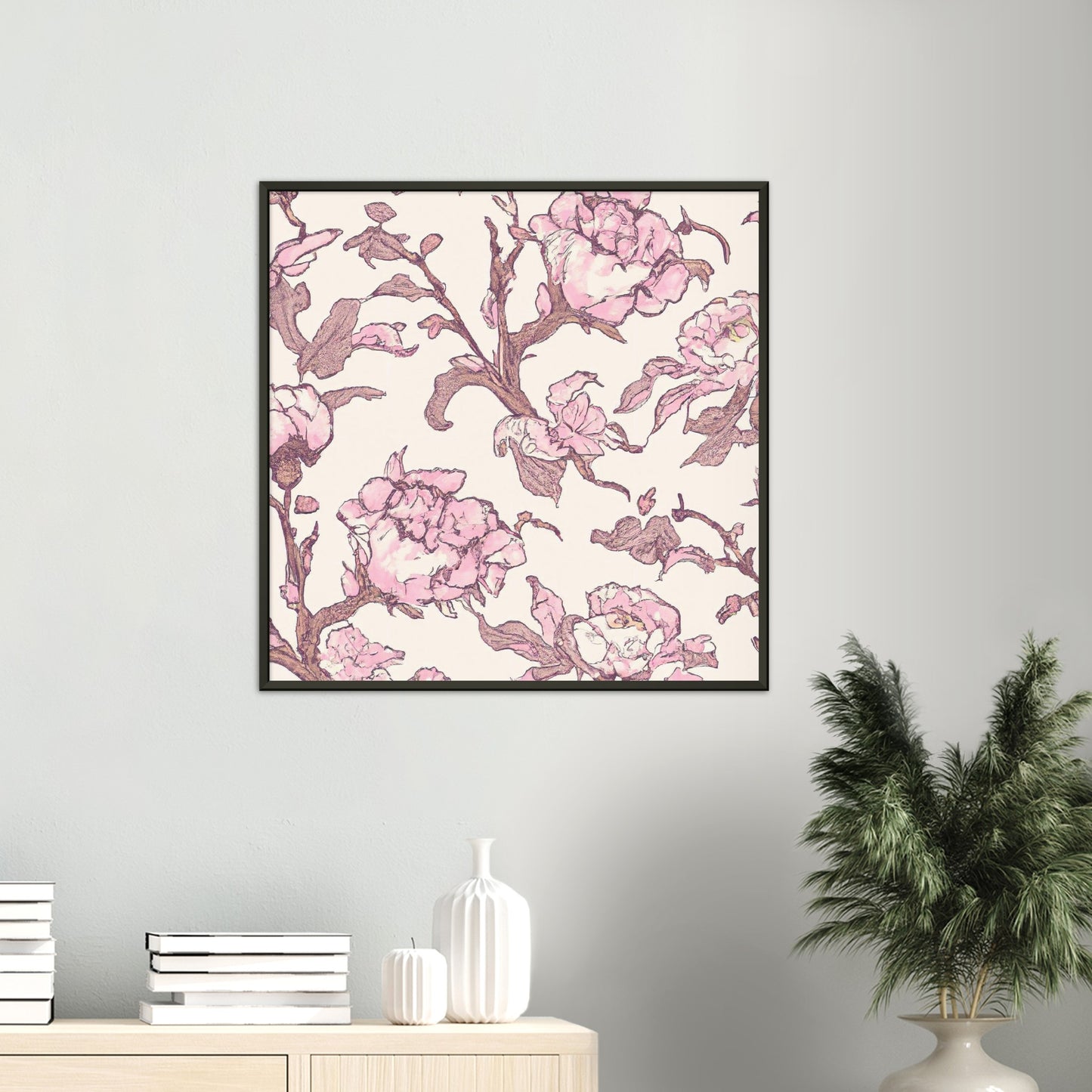 Vampire Art Vintage Pale Pink Roses Premium Matte Paper Metal Framed Poster