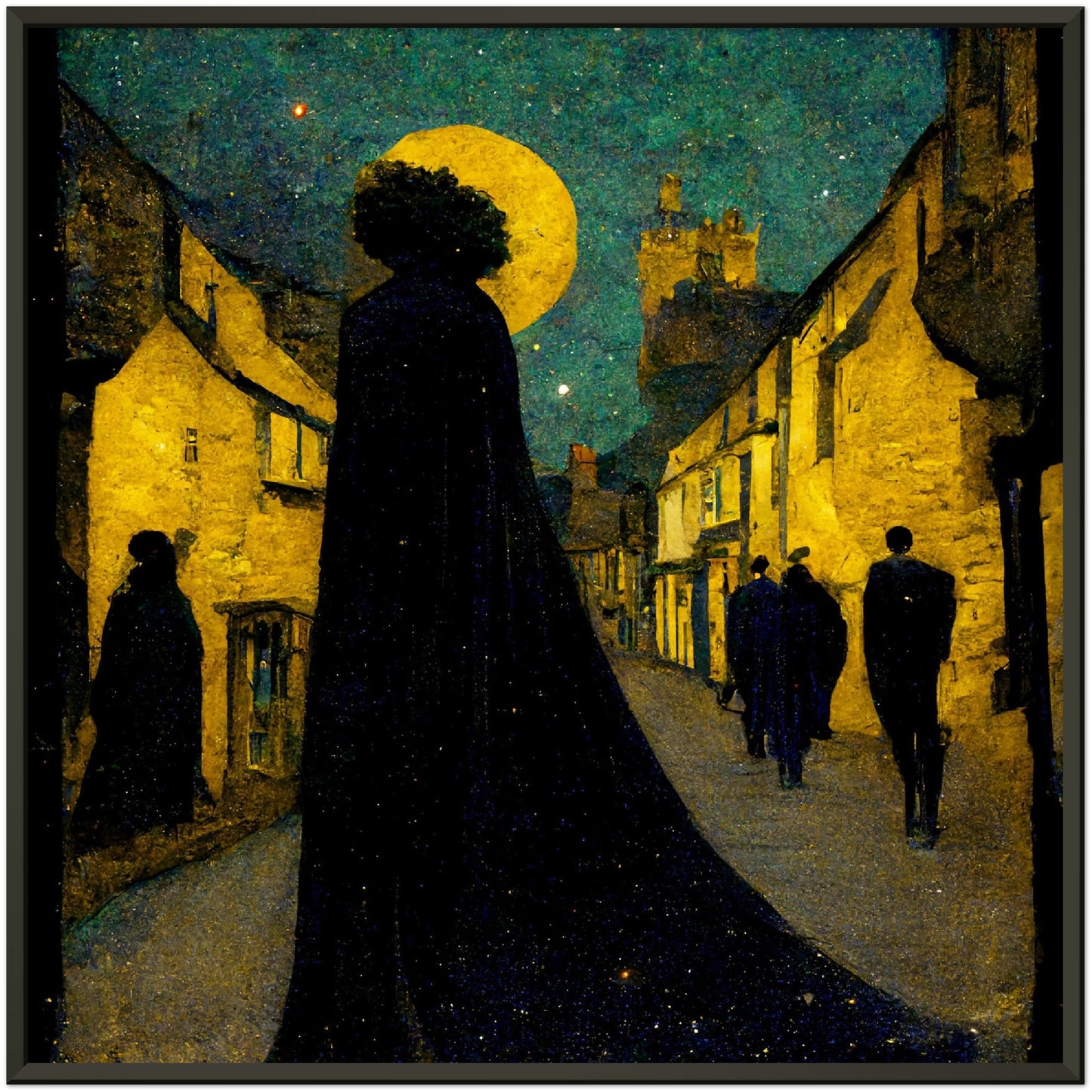 Vampire Art Vampires in the Streets of Corfe Castle Premium Matte Paper Metal Framed Poster