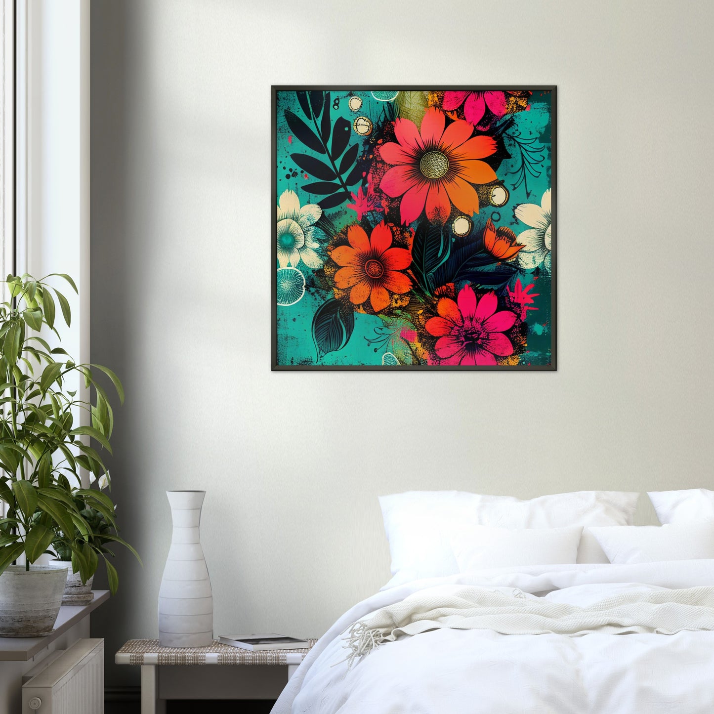 Vampire Art Grunge Floral Design - Premium Matte Paper Metal Framed Poster - 70x70cm (28x28inch)