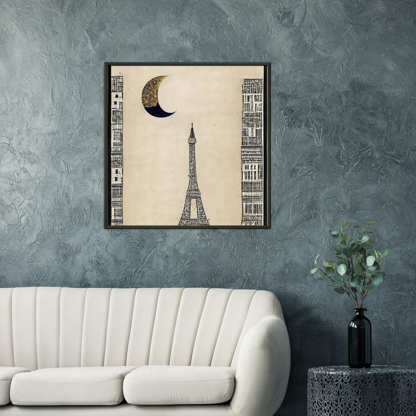 Vampire Art Moon Over Paris Premium Matte Paper Metal Framed Poster - 70 x 70cm (28 x 28inch)