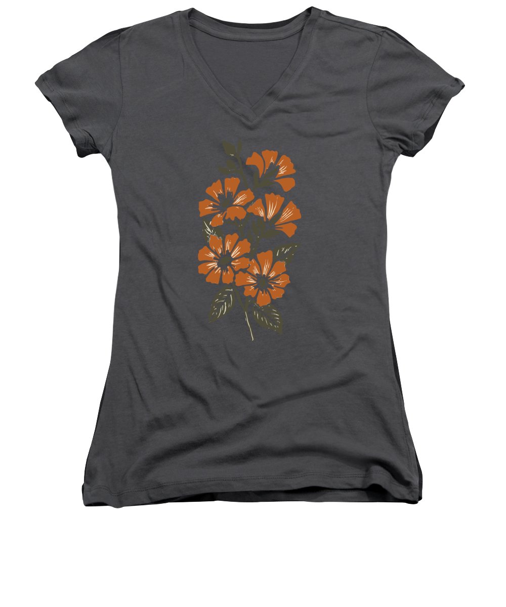 Vampire Art Retro Surfy Grunge Distressed Flowers - Women's V-Neck