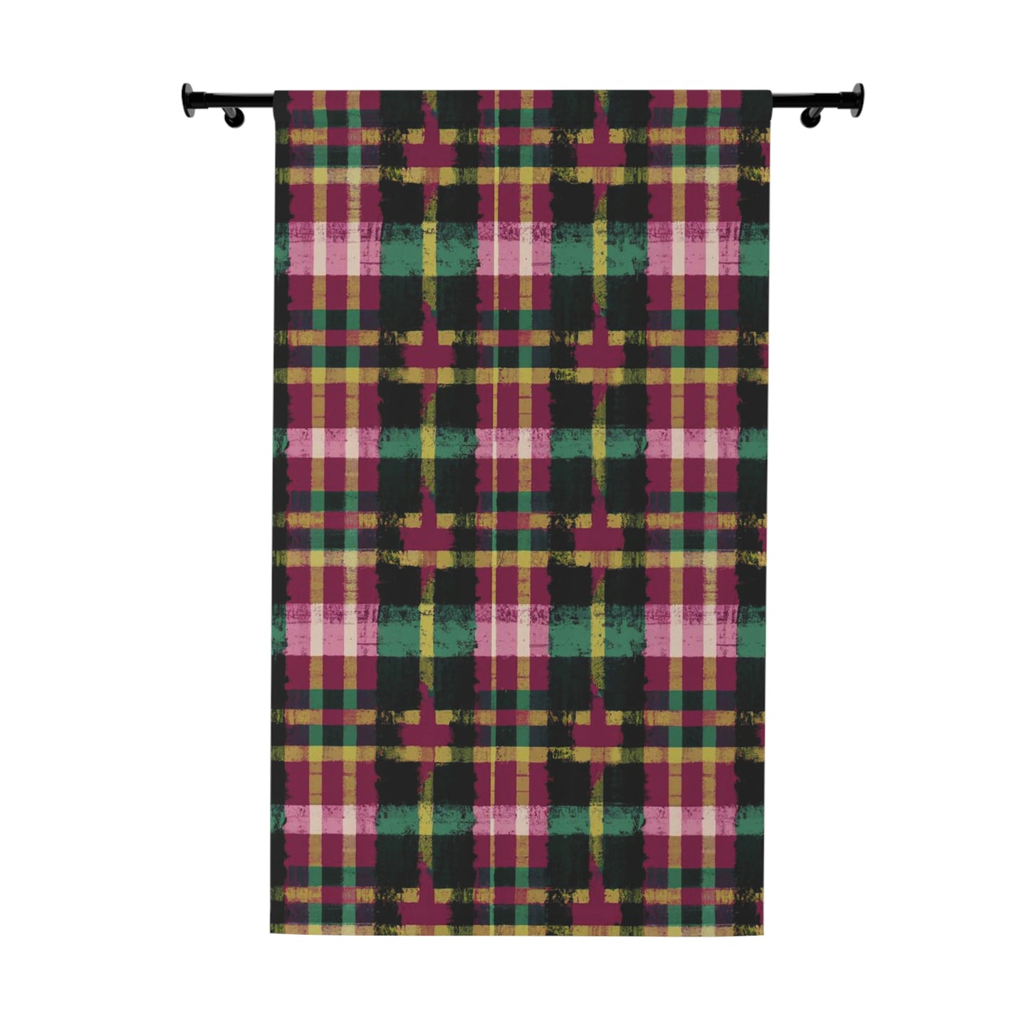 Vampire Art Grunge Window Curtain - Scottish Tartan - Sheer or Blackout - Single or Double Panel